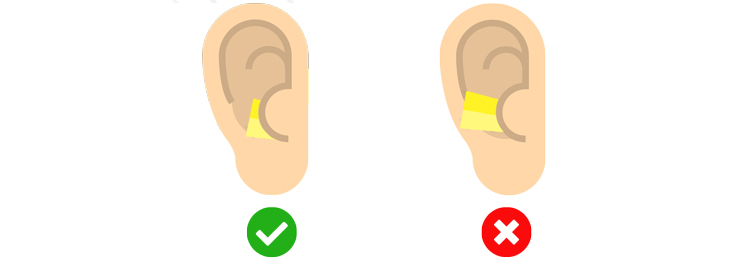 If the disposable ear plugs are not correctly inserted they lose their effectiveness